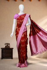 Maroon Semi-Banaras Silk