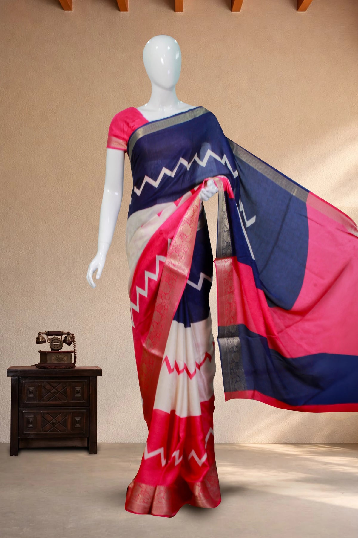 Royal Pink Semi Jute silk