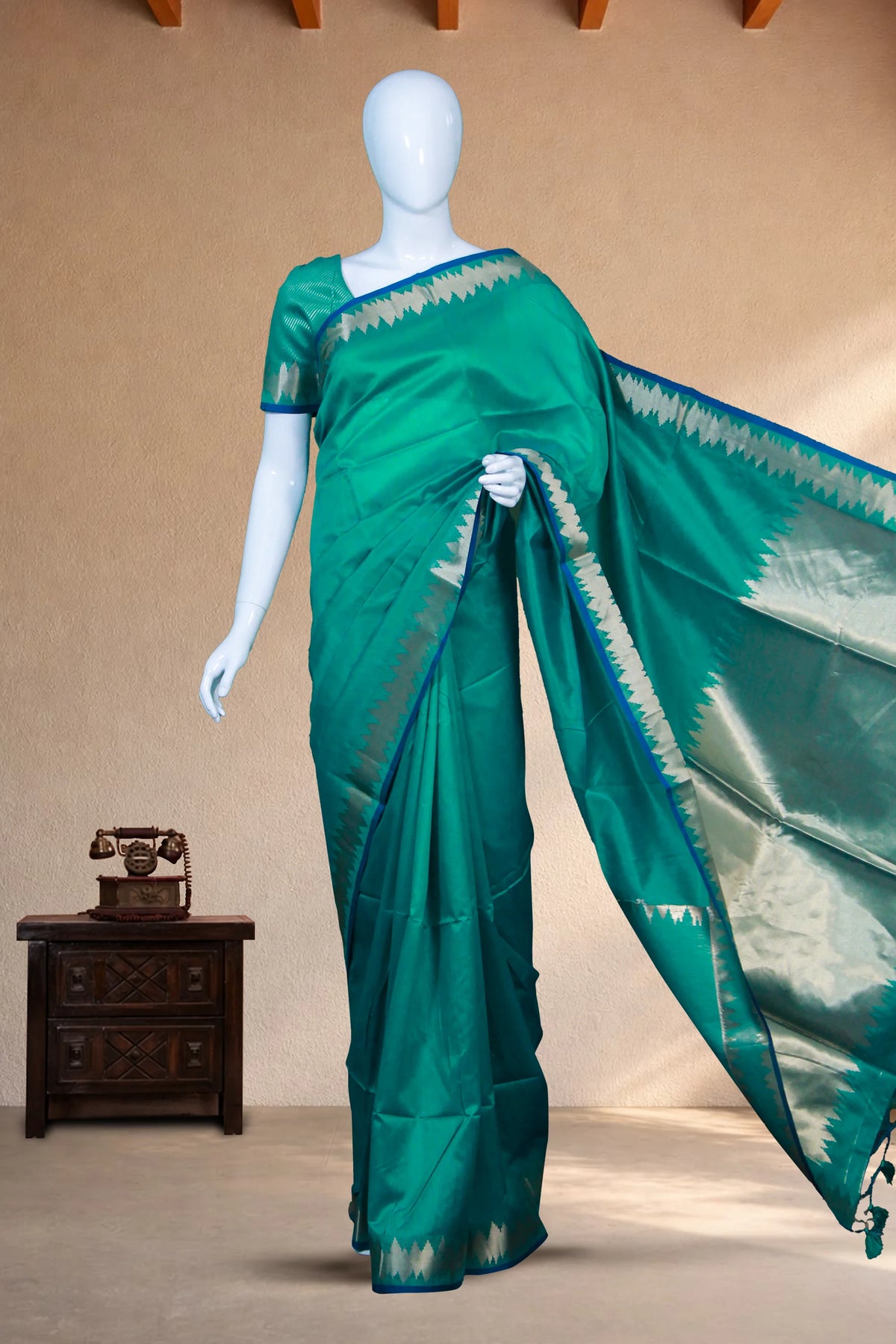 Turquoise Blue Tissue Silk