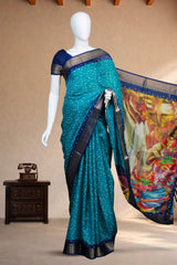 Teal Blue Dola Silk