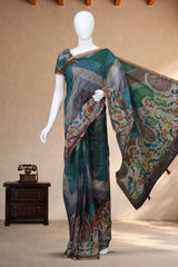Teal blue Linen Cotton