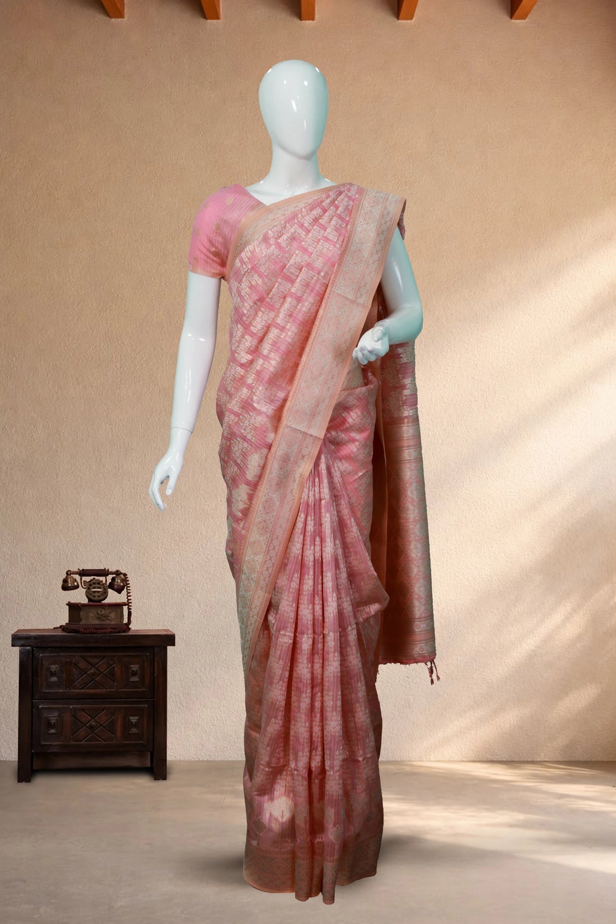 Baby Pink Tissue-Banarasi