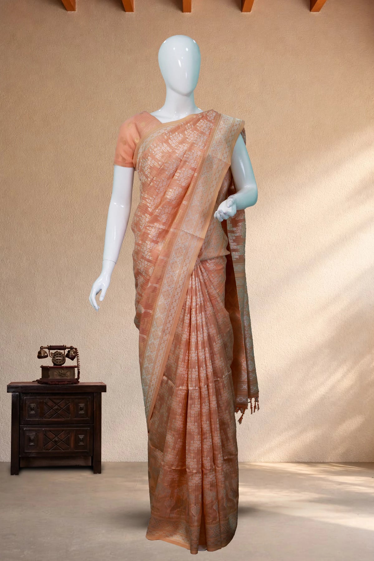 Peach Tissue-Banarasi