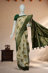 Leaf Green Tissue Cotton/Kerala Kasavu
