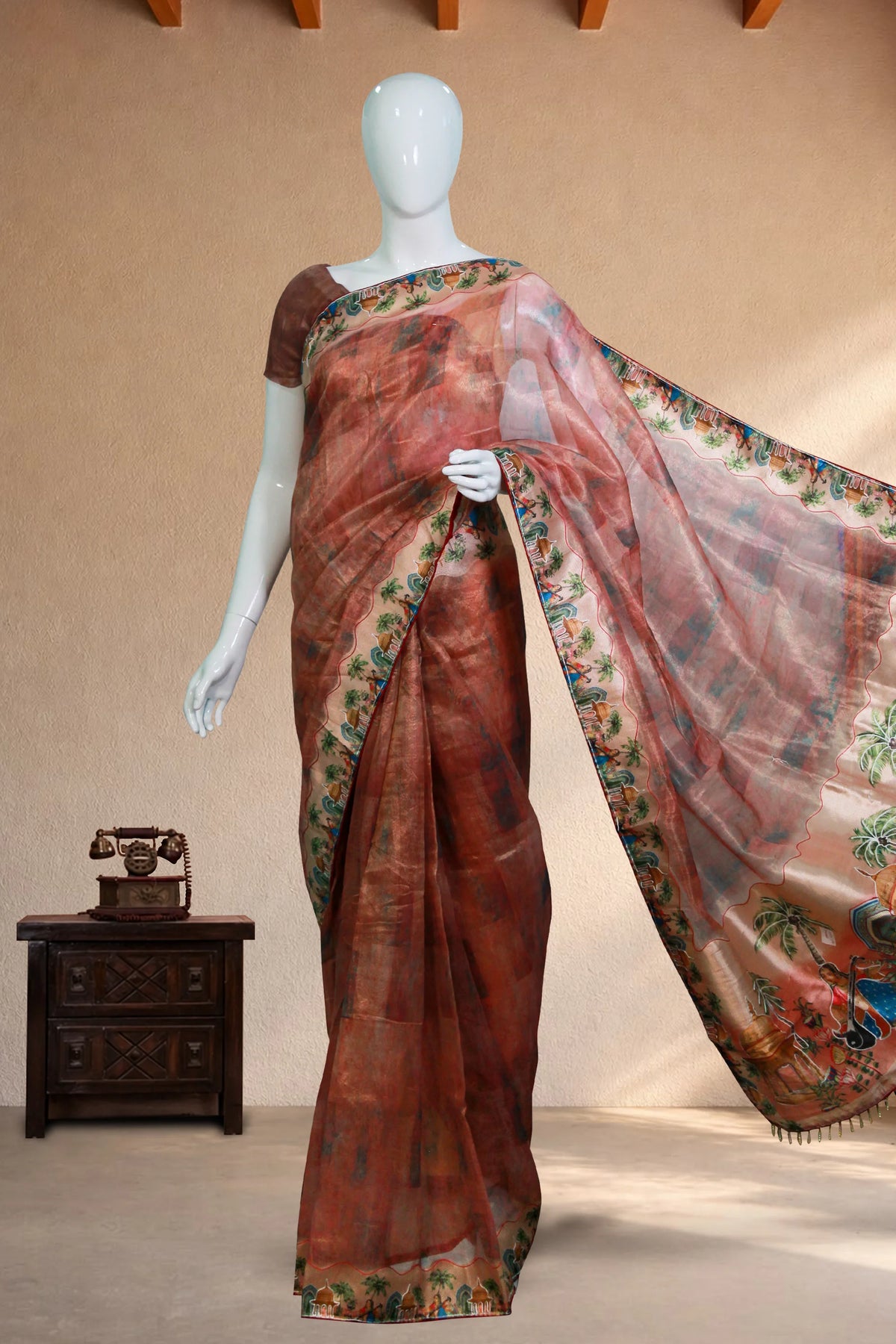 Maroon Tissue Organza