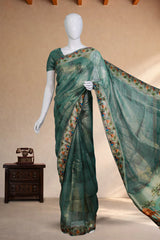 Teal Blue Tissue Organza