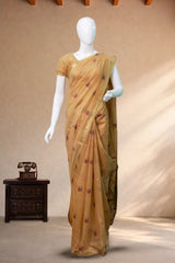 Sandal Tissue Silk with Paithani Print