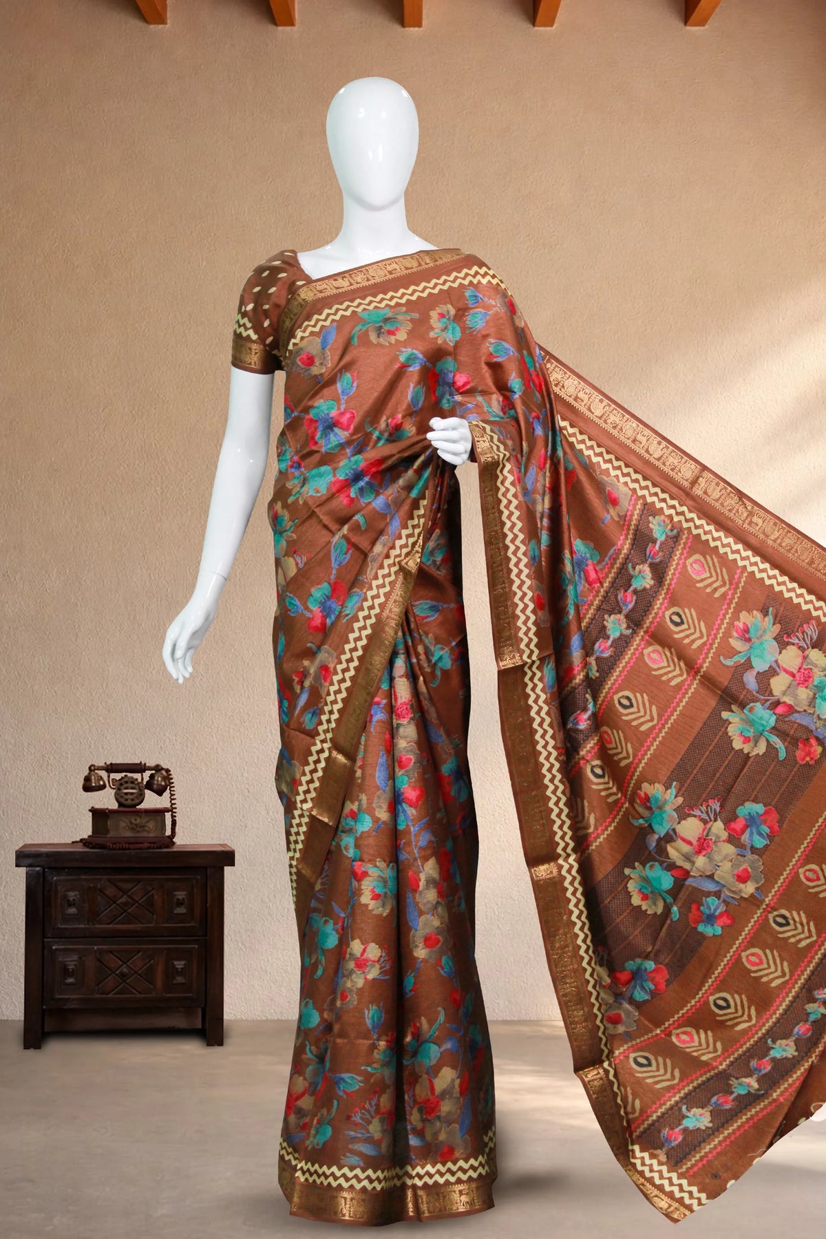 Chocolate Brown Jute Silk