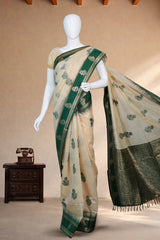 Dark Green Tussar Silk