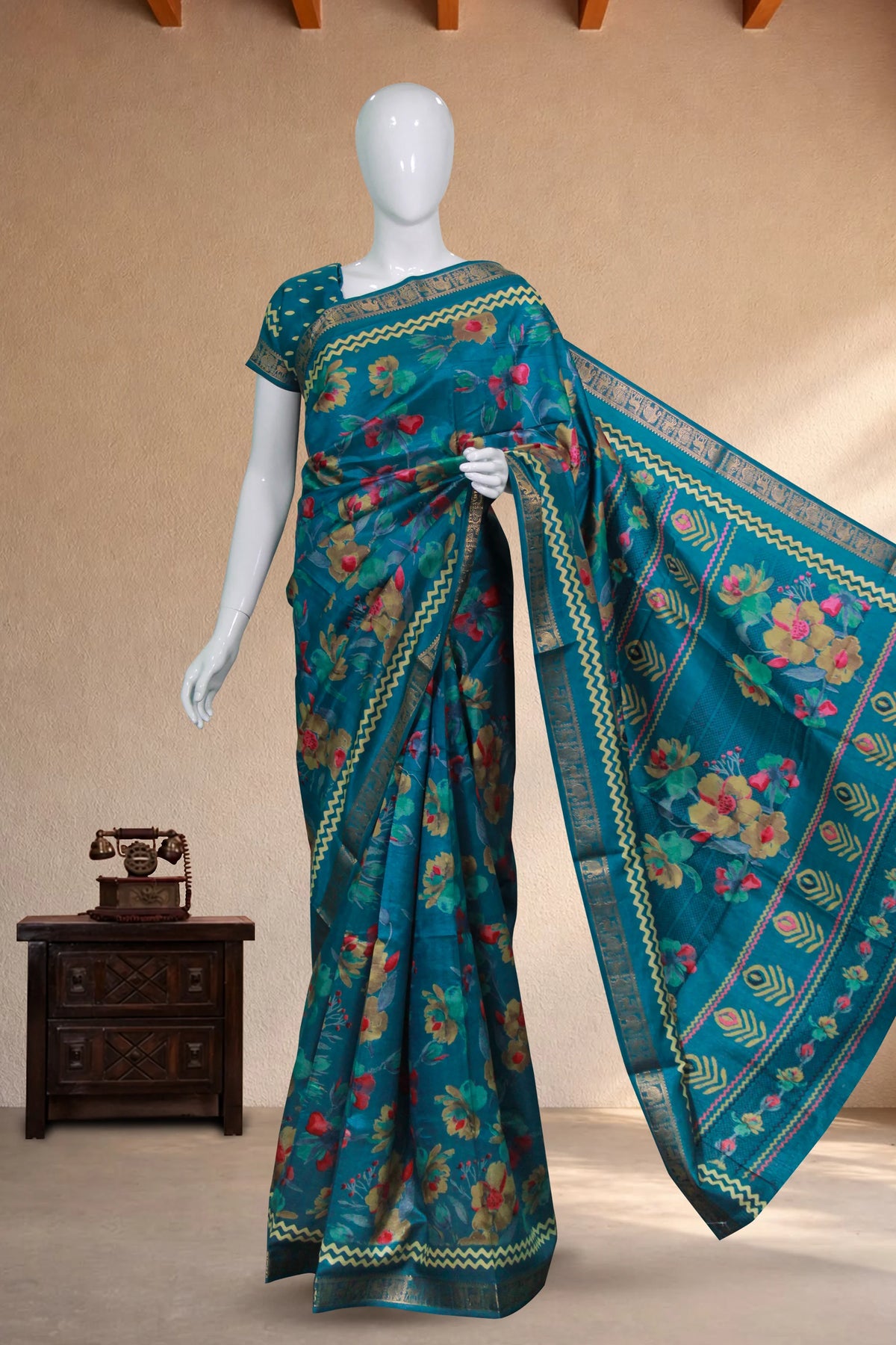 Pine Green Jute Silk