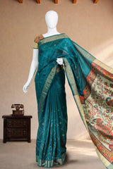 Teal Blue Tussar Silk