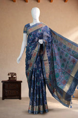 Navy Blue Zari Kota Cotton