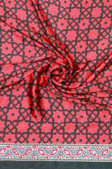 Brick Red Modal Silk (Mirror Work) with Ajrakh Block Print