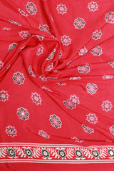 Cherry Red Modal Silk (Mirror Work) with Ajrakh Block Print