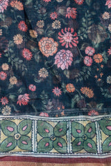 Greenish Black Linen Chanderi