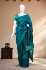 Peacock Blue Matka Silk