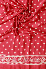 Dark Red Modal Silk (Mirror Work) with Ajrakh Block Print