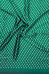 Emerald Green Modal Silk Saree with Ajrakh Block Print & Mirror Work