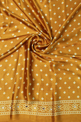 Mustard Gold Modal Silk (Mirror Work) with Ajrakh Block Print