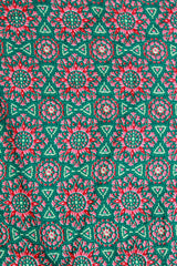 Green Moss Silk (Mirror Work) with Bandhini Print