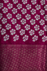 Wine Printed Cotton Saree