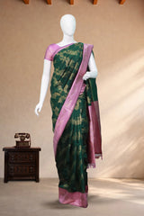 Green Semi-Banaras Silk