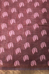 Terracotta Red Linen with Floral Print
