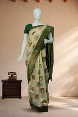 Leaf Green Tissue Cotton/Kerala Kasavu