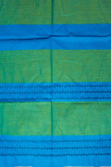 Turquoise Green Chikku Kolam Pure Cotton Saree (Without Blouse)