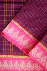 Wine Pink Pure Cotton Saree (Without Blouse)
