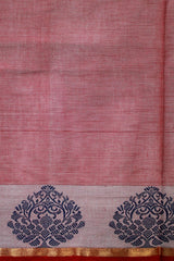 Mauve Pink Block Print Pure Cotton Saree (Without Blouse)