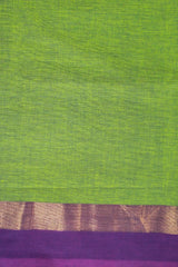 Plain Parrot Green Pure Cotton Saree (Without Blouse)