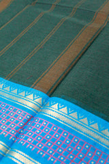 Bottle Green Pure Cotton Saree (Without Blouse)