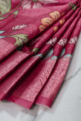 Wine Pink Floral Chiffon