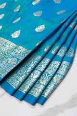 Peacock Blue Georgette Banarasi