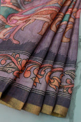 Lilac Linen with Floral Print