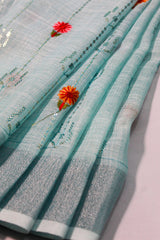 Ice Blue Linen Cotton