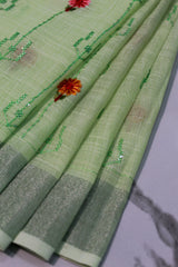 Pista Green Linen Cotton