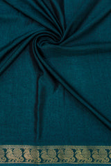 Teal Blue Maheswari Silk Saree with Mythological Kalamkari Print