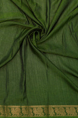 Sage Green Maheswari Silk Saree with Mythological Kalamkari Print