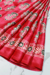 Majenta Pink Modal Silk (Mirror Work) with Ajrakh Block Print
