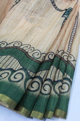 Moss Green Linen Chanderi