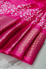 Royal Pink Printed Cotton Saree