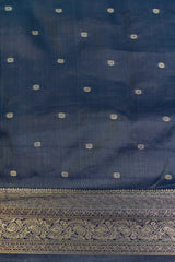 Navy Blue Tissue Cotton/Kerala Kasavu