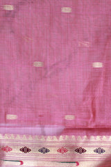 Baby Pink Tissue Silk with Paithani Print