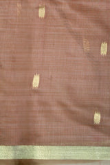 Chocolate Brown Tissue Silk with Paithani Print