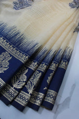 Navy Blue Tussar Silk