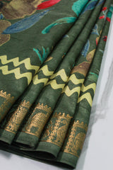 Olive Green Jute Silk