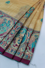Narrative Motif Purple Tussar Silk
