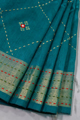 Teal Blue Tussar Silk